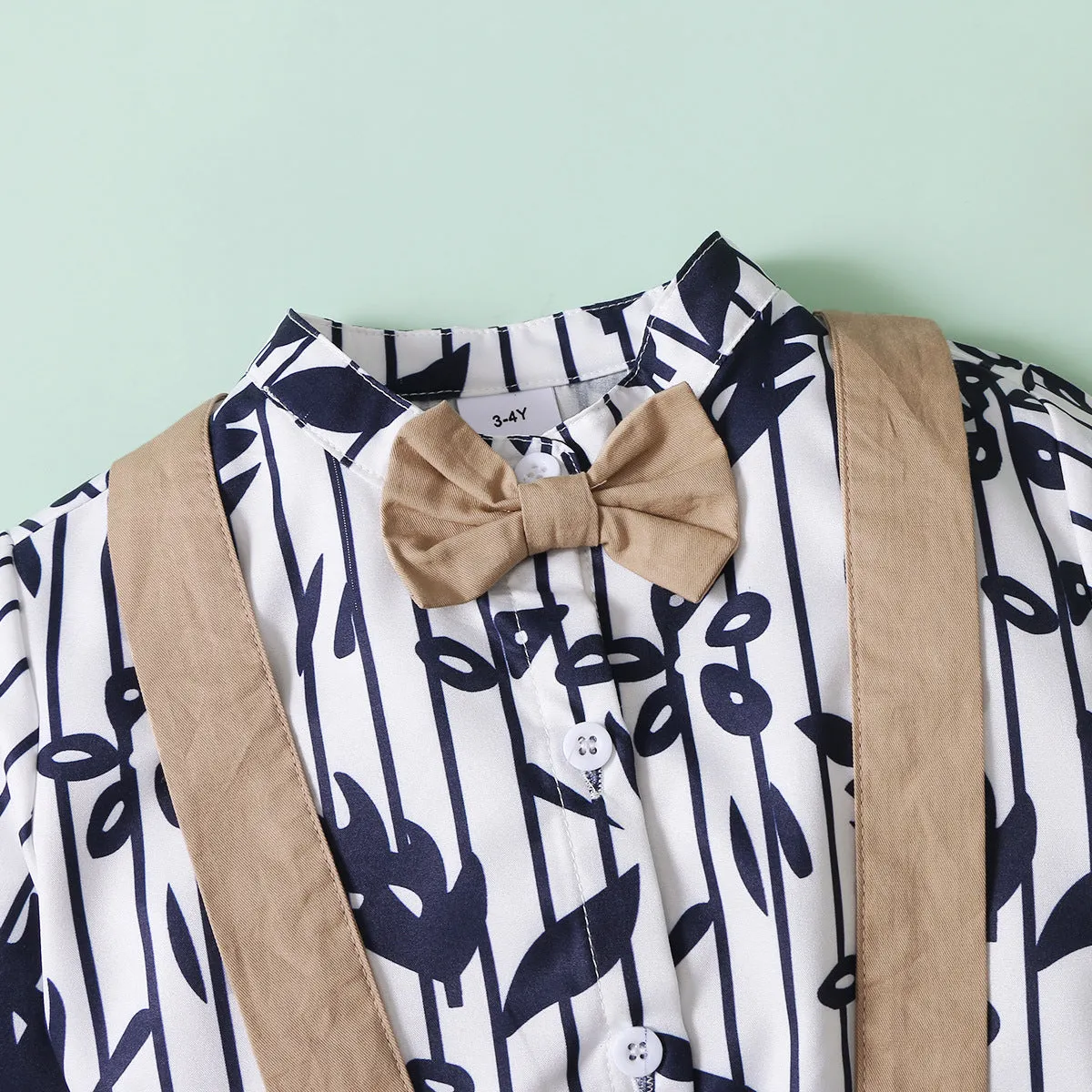 2 Pieces Set Baby Kid Boys Striped Print Shirts And Solid Color Rompers