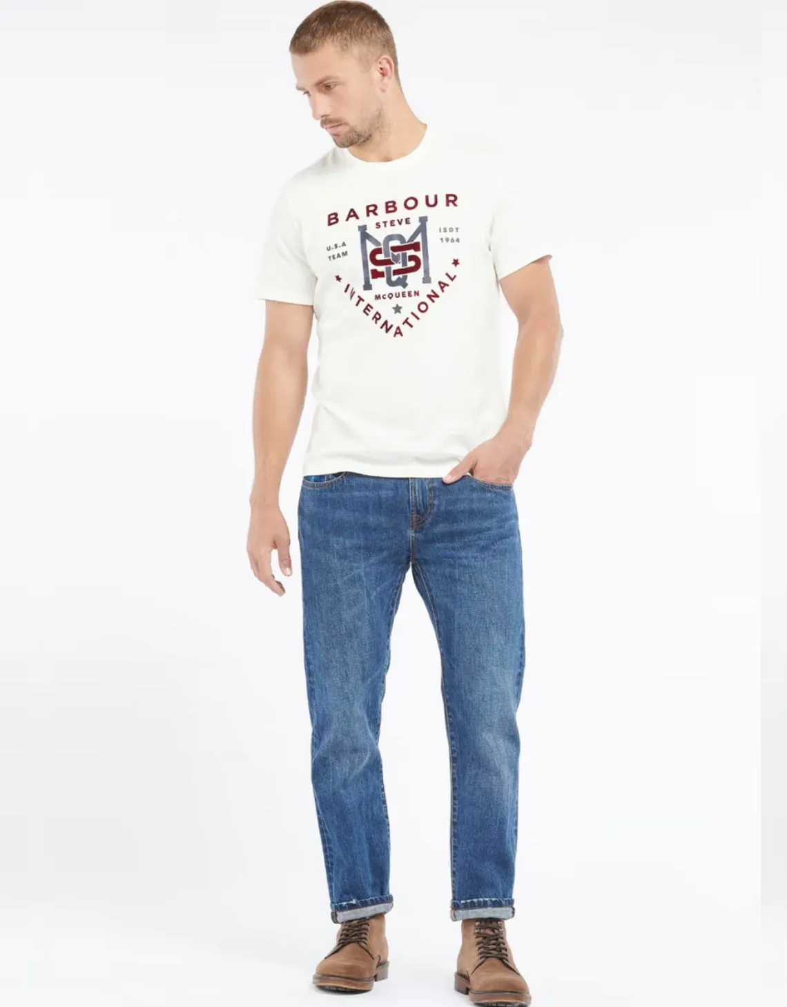 BARBOUR INTERNATIONAL STEVE MCQUEEN JET TEE WHISPER WHITE