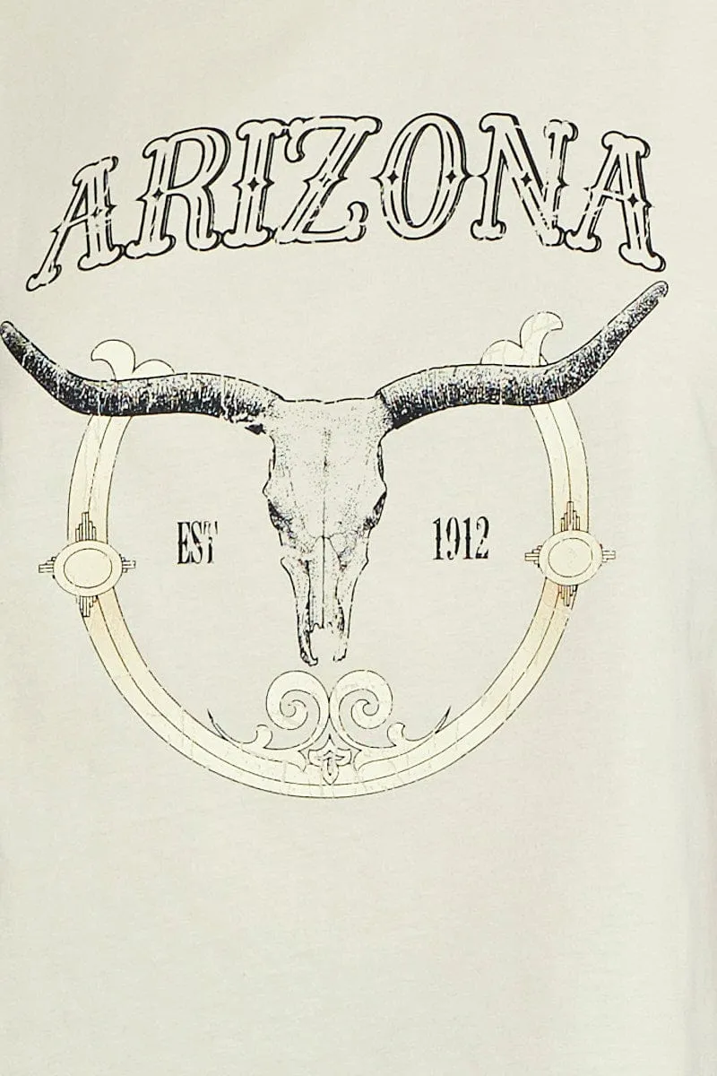 Beige Graphic T Shirt Short Sleeve