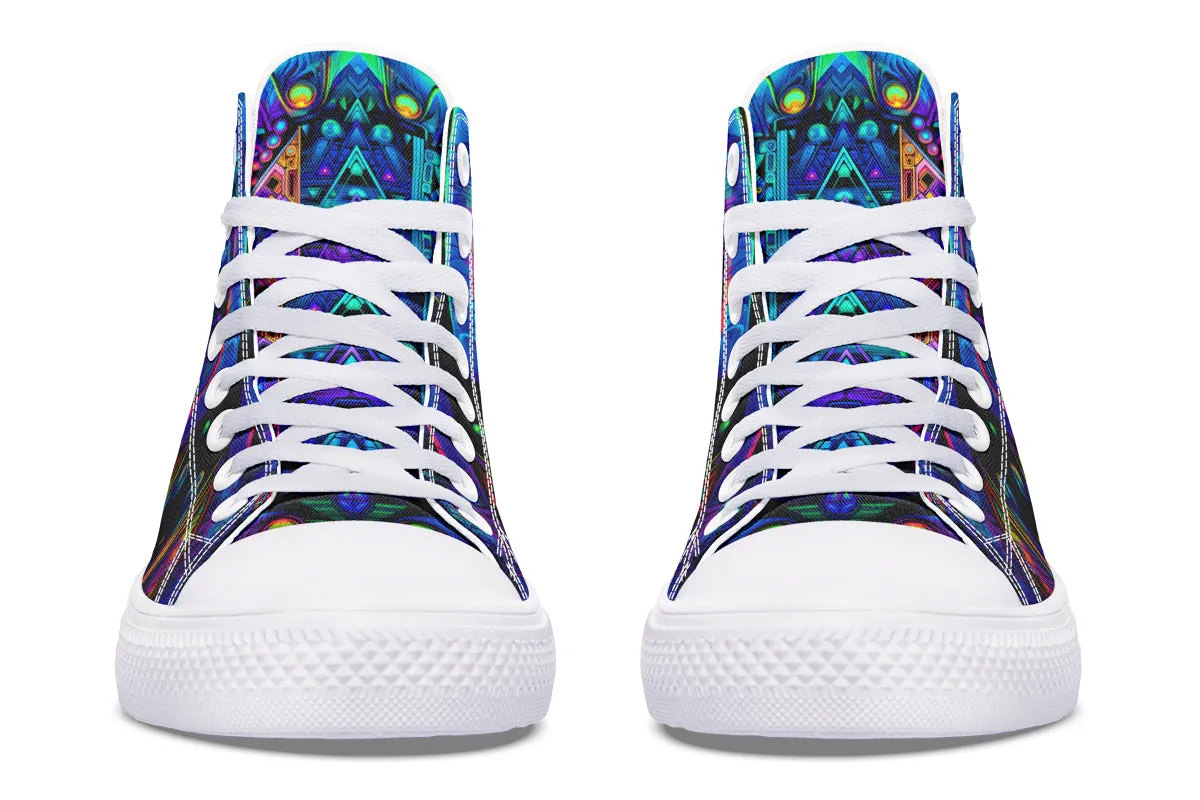 Cyber Cyan High Top Shoes