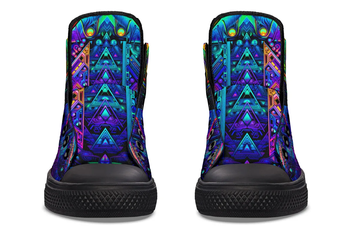 Cyber Cyan High Top Shoes