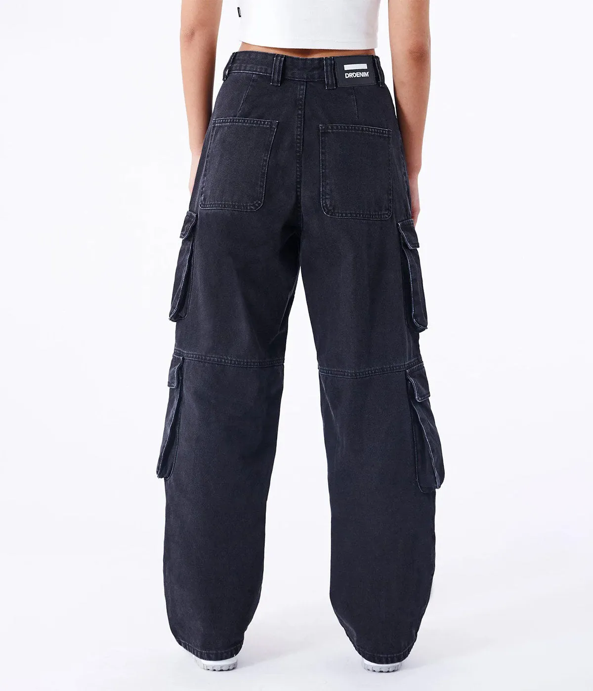 DR DENIM DONNA MULTI CARGO JEANS DONNA BLACK USED