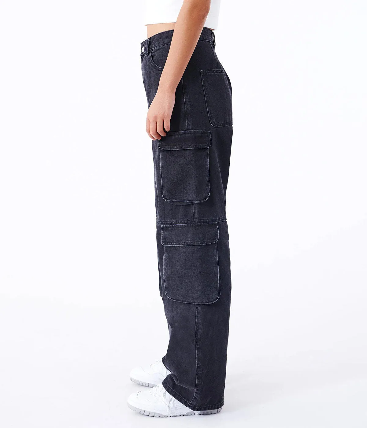 DR DENIM DONNA MULTI CARGO JEANS DONNA BLACK USED