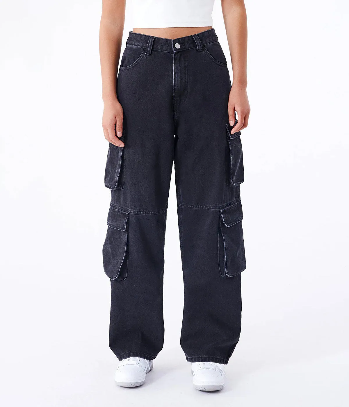 DR DENIM DONNA MULTI CARGO JEANS DONNA BLACK USED