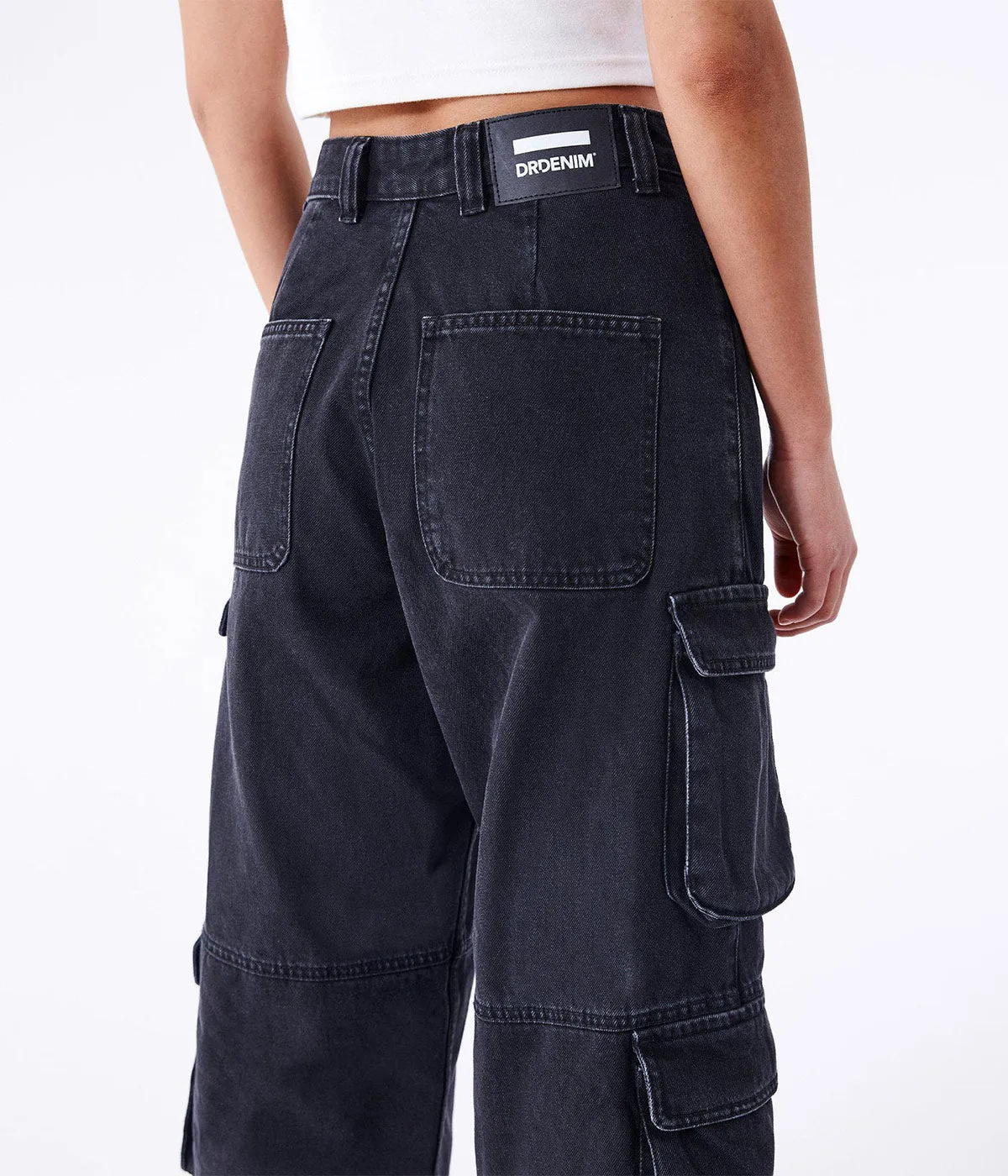 DR DENIM DONNA MULTI CARGO JEANS DONNA BLACK USED