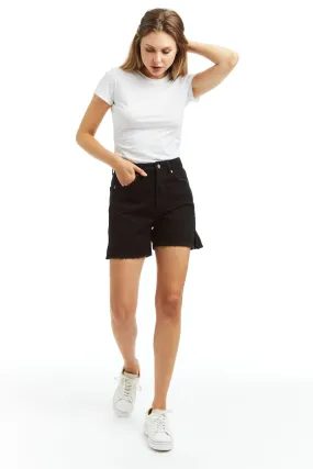 High Rise Mom Short With Side Slit