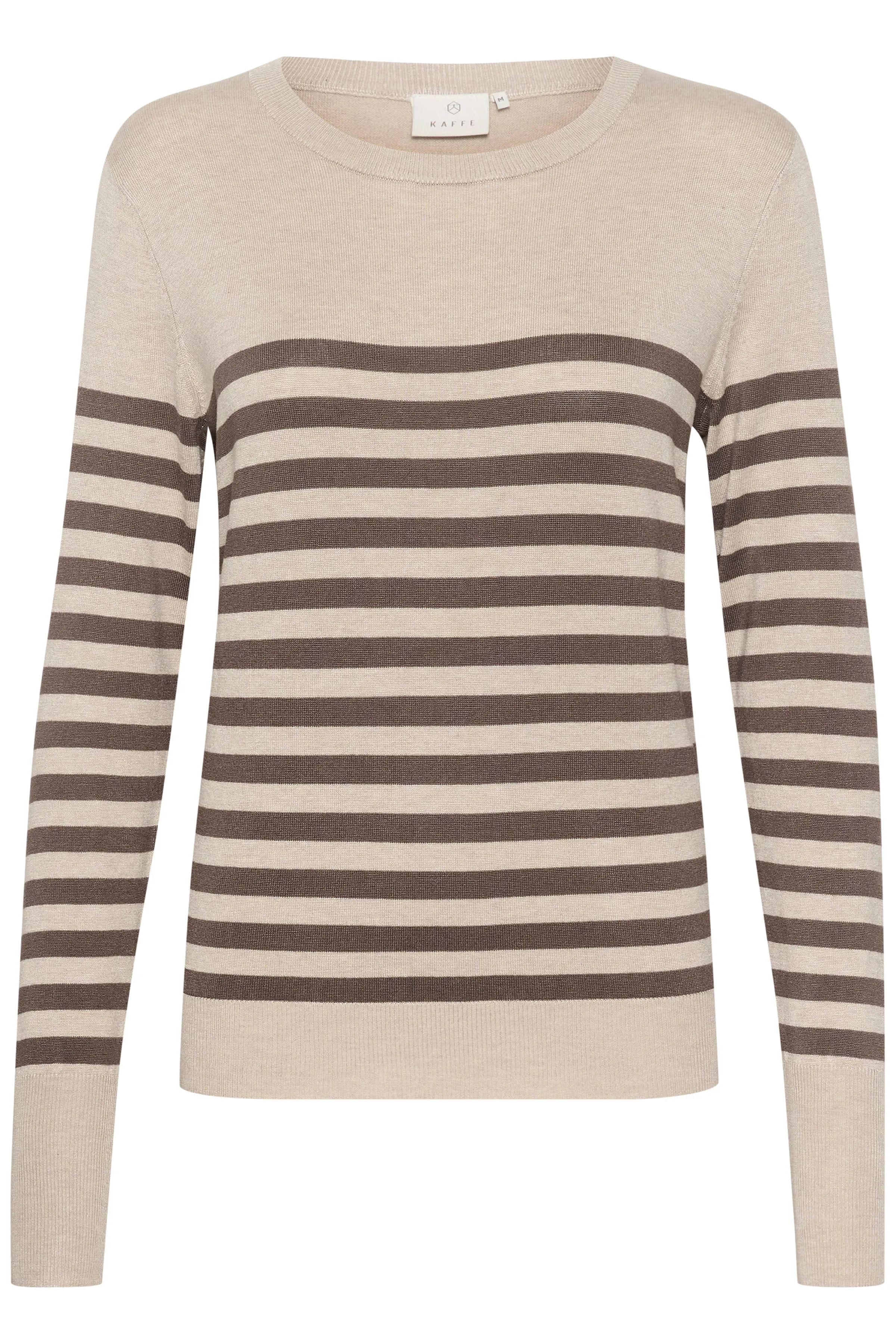 Kaffe KAlizza striped knit pullover feather grey/brown