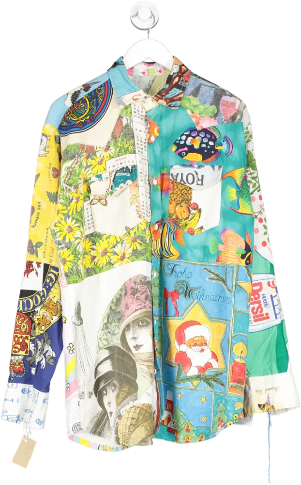 Multicoloured Long Sleeve Patchwork Pattern Shirt One Size