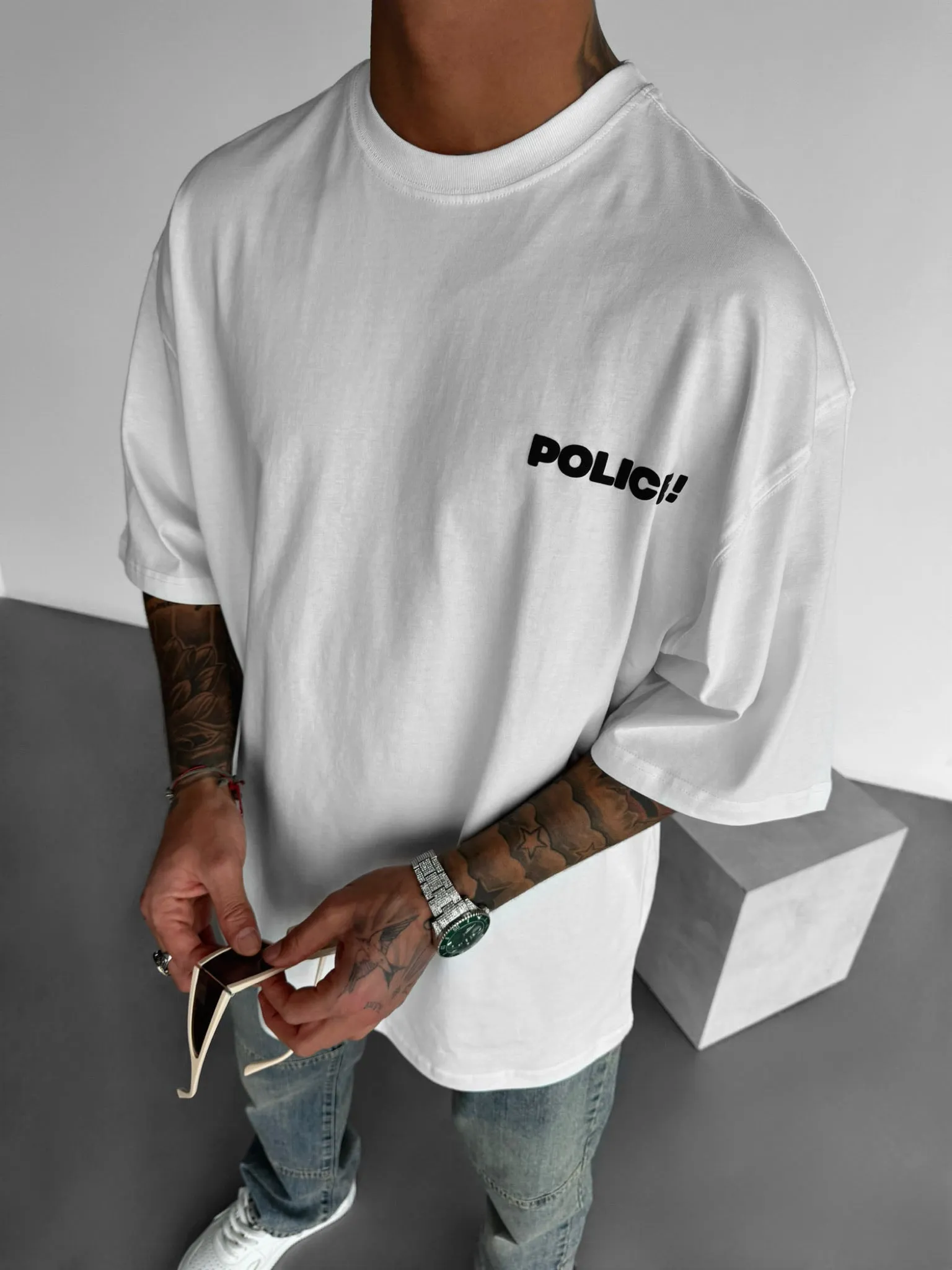Oversize 'Warn a Brother' T-shirt - Ecru