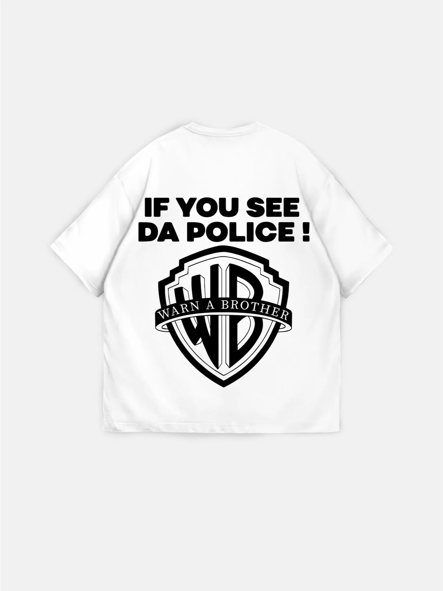 Oversize 'Warn a Brother' T-shirt - Ecru