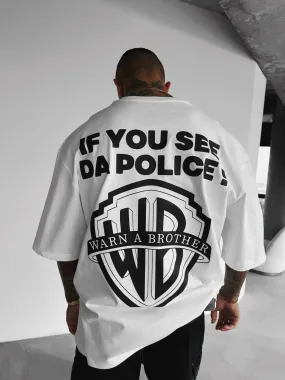 Oversize 'Warn a Brother' T-shirt - Ecru